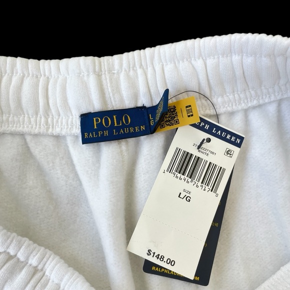 Polo Ralph Lauren Women PRL1 Polo 92 Logo Fleece Jogger White Pants Large $148 - Picture 8 of 9